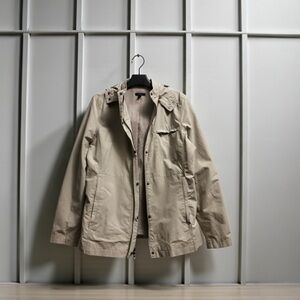 GAP Beige Utility Jacket | Lightweight Hooded Zip-Up Coat (Women’s)
